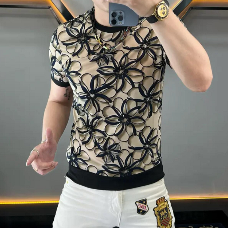 Streetwear Brand With Flowers - Camiseta de Flor de Seda Gelo