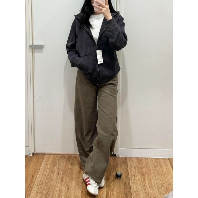 Streetwear Brand Niche - Cardigã Feminino com Capuz Estilo Retrô