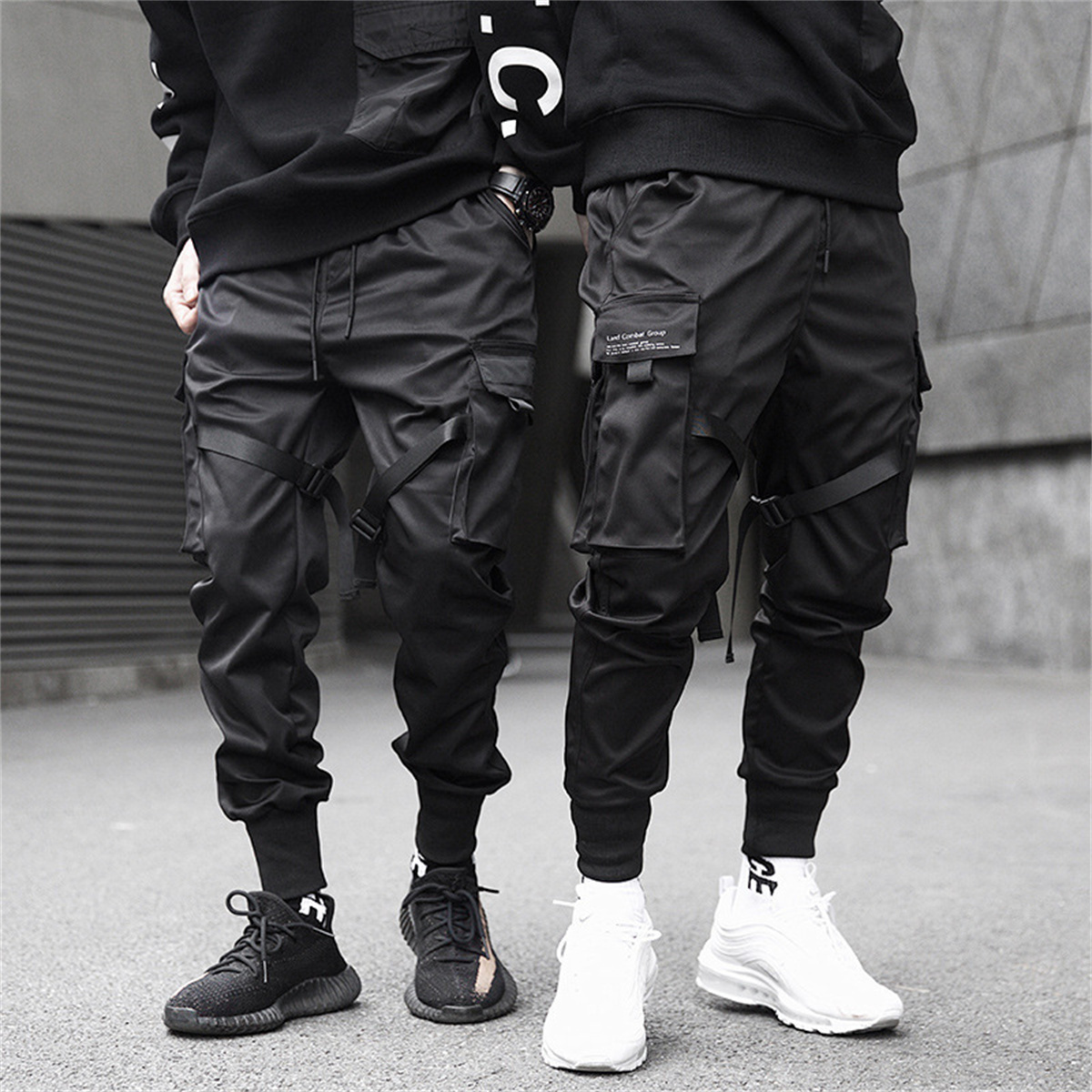 Preto hip hop calças de carga  - Streetwear Brand For Men avaliação e preço
