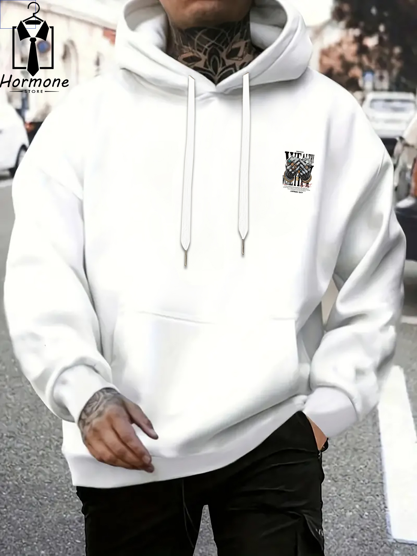 Moletom masculino casual com e - Streetwear Brand Jewelry avaliação e preço